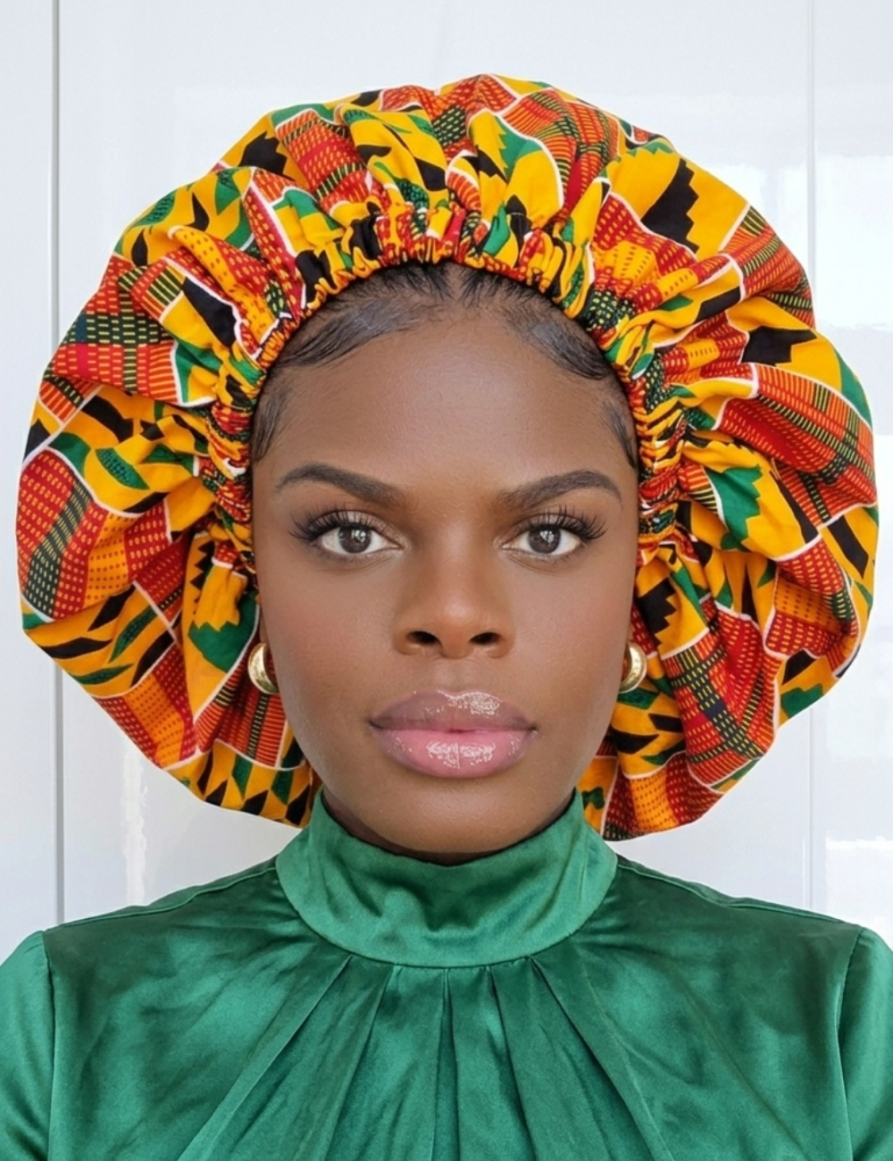 Duma Mbili XL Silk Lined African Print Bonnet