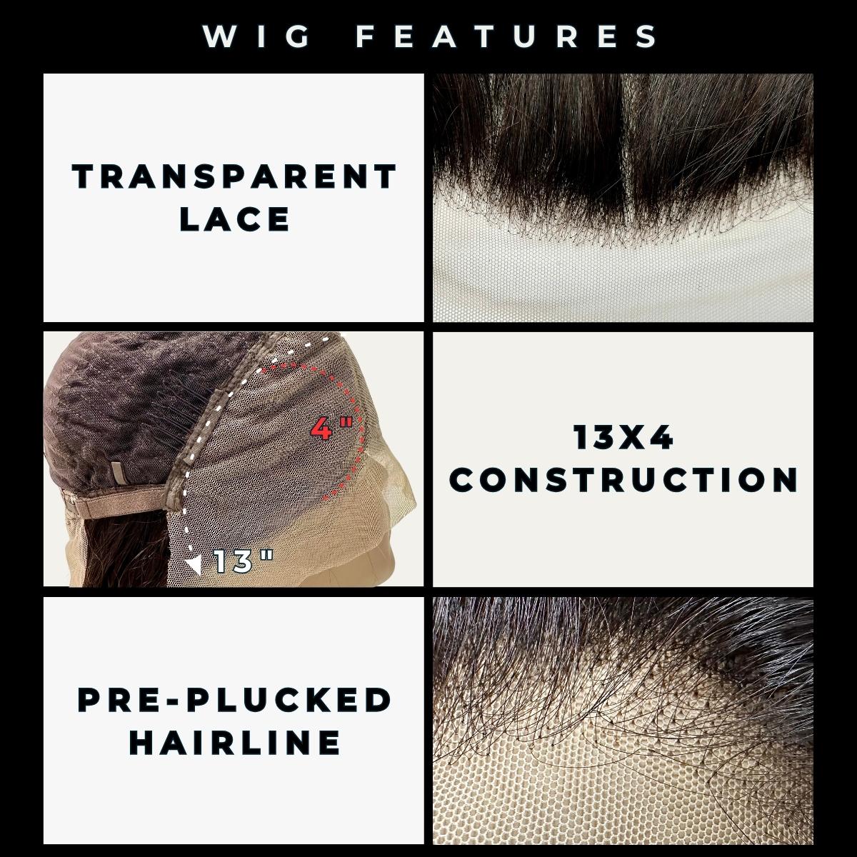 Honeycomb 13x4 Transparent Lace Front 100% Human Hair Bob Wig