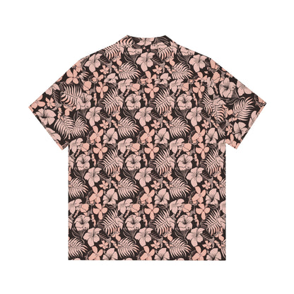 Men's Pink Floral Hawaiian Shirt by Cosmic Kollections