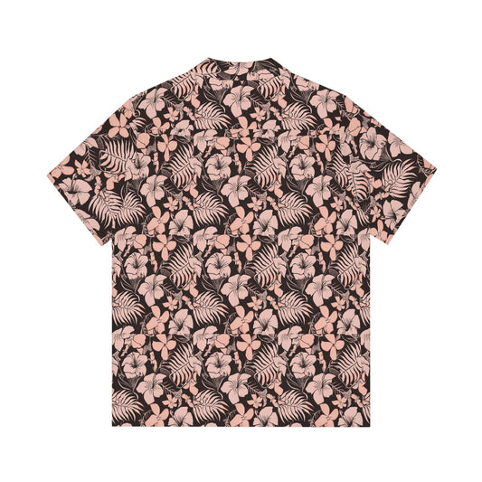 Men's Pink Floral Hawaiian Shirt by Cosmic Kollections
