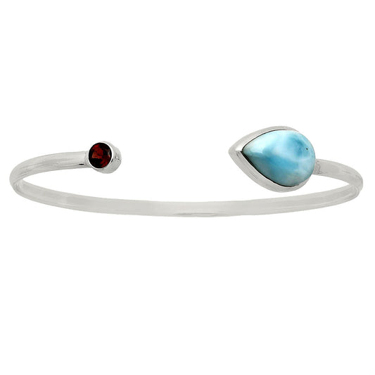 Premium Quality Larimar & Garnet Cuff Bangle Bracelet B-1004 37-EB10378 by DESIRE GEM