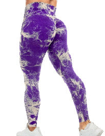 High Waist Tie-Dye Seamless Peach Yoga Tights