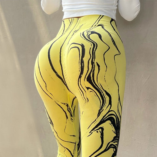High Waist Tie Dye Peach Hip Yoga Pants by Cosmic Kollections
