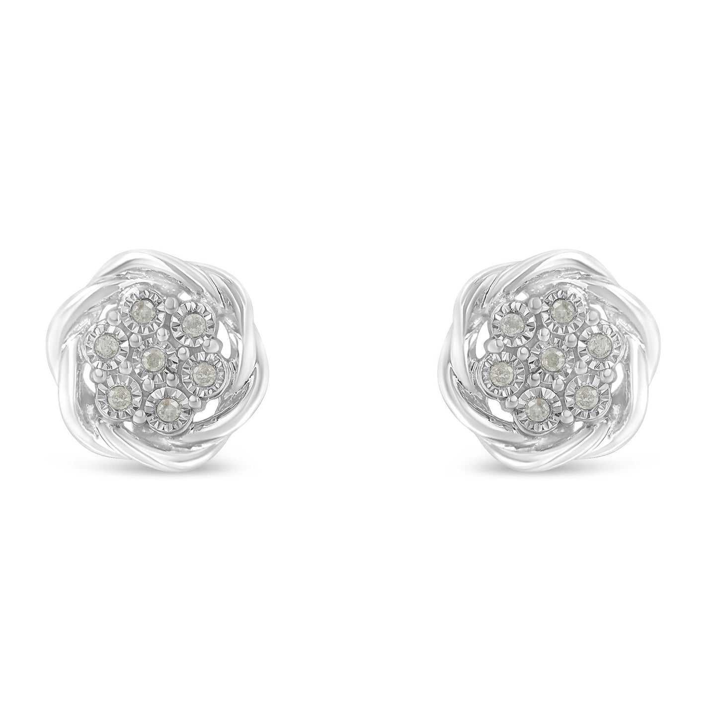 Sterling Silver Diamond Swirl Cluster Stud Earrings (1/6 cttw, I-J Color, I2-I3 Clarity) by Infinite Jewels