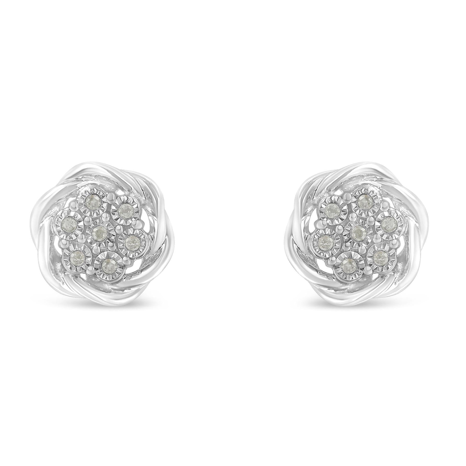 Sterling Silver Diamond Swirl Cluster Stud Earrings (1/6 cttw, I-J Color, I2-I3 Clarity) by Infinite Jewels