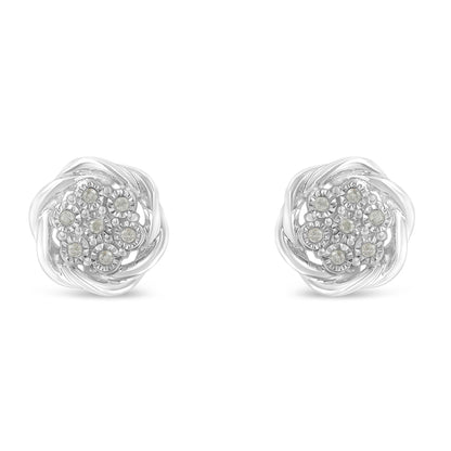 Sterling Silver Diamond Swirl Cluster Stud Earrings (1/6 cttw, I-J Color, I2-I3 Clarity) by Infinite Jewels