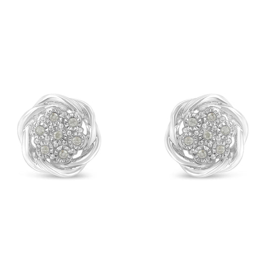 Sterling Silver Diamond Swirl Cluster Stud Earrings (1/6 cttw, I-J Color, I2-I3 Clarity) by Infinite Jewels