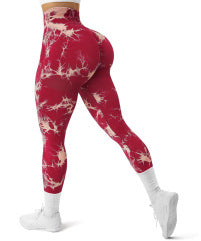 High Waist Tie-Dye Seamless Peach Yoga Tights