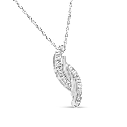 .925 Sterling Silver Diamond Accent Bypass Curve 18" Pendant Necklace (I-J Color, I3 Clarity) by Infinite Jewels