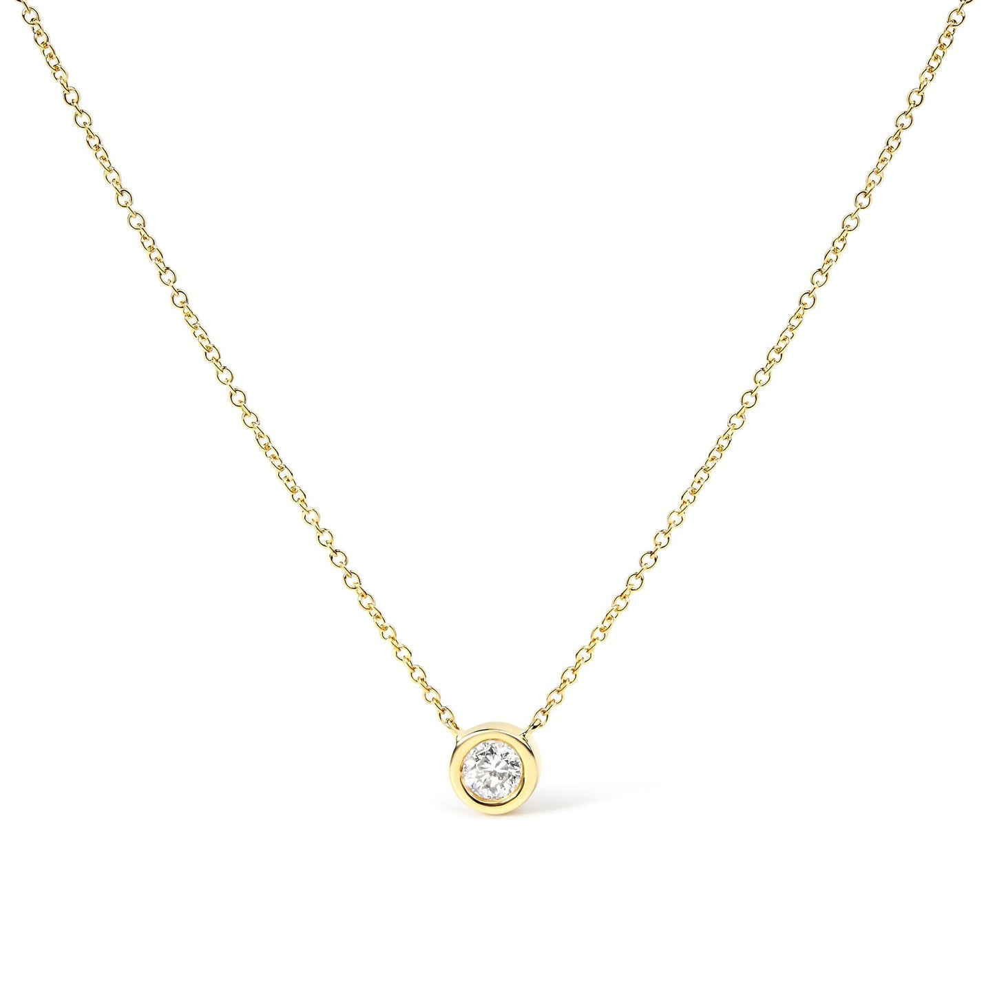14K Gold Lab Grown Diamond Modern Bezel-Set Solitaire 16"-18" Pendant Necklace (F-G Color, VS2-SI1 Clarity) by Infinite Jewel