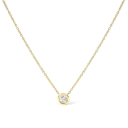 14K Gold Lab Grown Diamond Modern Bezel-Set Solitaire 16"-18" Pendant Necklace (F-G Color, VS2-SI1 Clarity) by Infinite Jewel