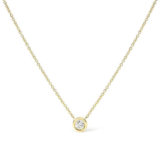 14K Gold Lab Grown Diamond Modern Bezel-Set Solitaire 16"-18" Pendant Necklace (F-G Color, VS2-SI1 Clarity) by Infinite Jewel