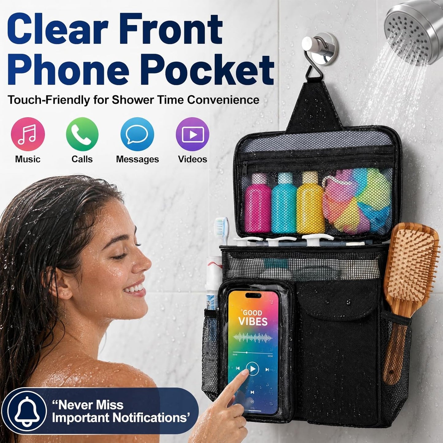 Dorm Room Essentials for Guys Girls, Quick Dry Mesh Shower Caddy Portable | Large Travel Toiletry Shower Bag for Full-Sized Bottles, Makeup Organizer for College Camping Cruise Ship, Women & Man Gifts