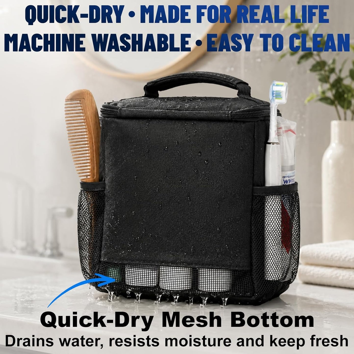 Dorm Room Essentials for Guys Girls, Quick Dry Mesh Shower Caddy Portable | Large Travel Toiletry Shower Bag for Full-Sized Bottles, Makeup Organizer for College Camping Cruise Ship, Women & Man Gifts
