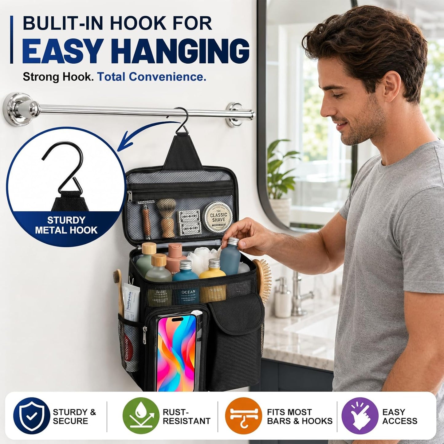 Dorm Room Essentials for Guys Girls, Quick Dry Mesh Shower Caddy Portable | Large Travel Toiletry Shower Bag for Full-Sized Bottles, Makeup Organizer for College Camping Cruise Ship, Women & Man Gifts