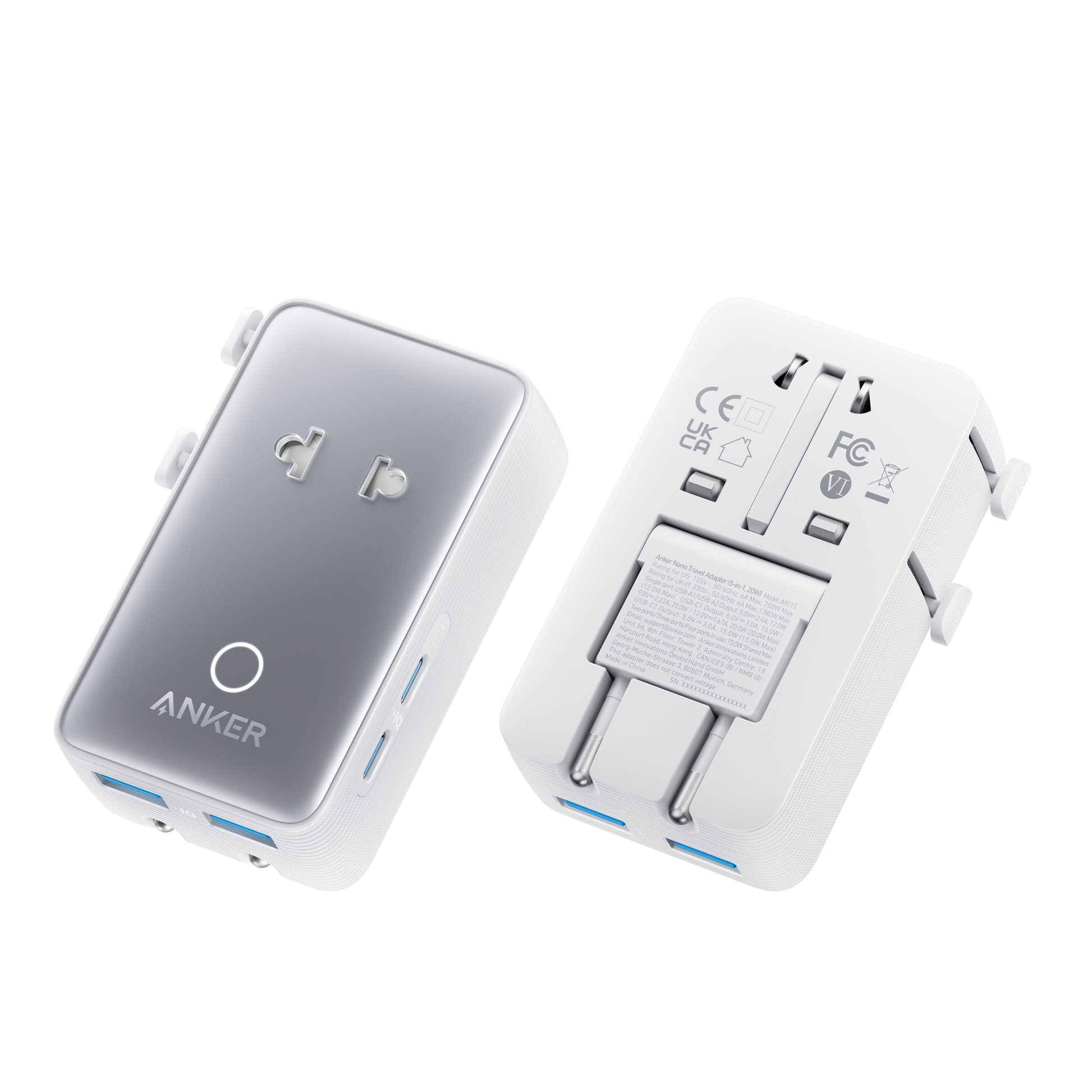 Anker Nano Travel Adapter (5-in-1, 20W, 1-Pack) by Anker
