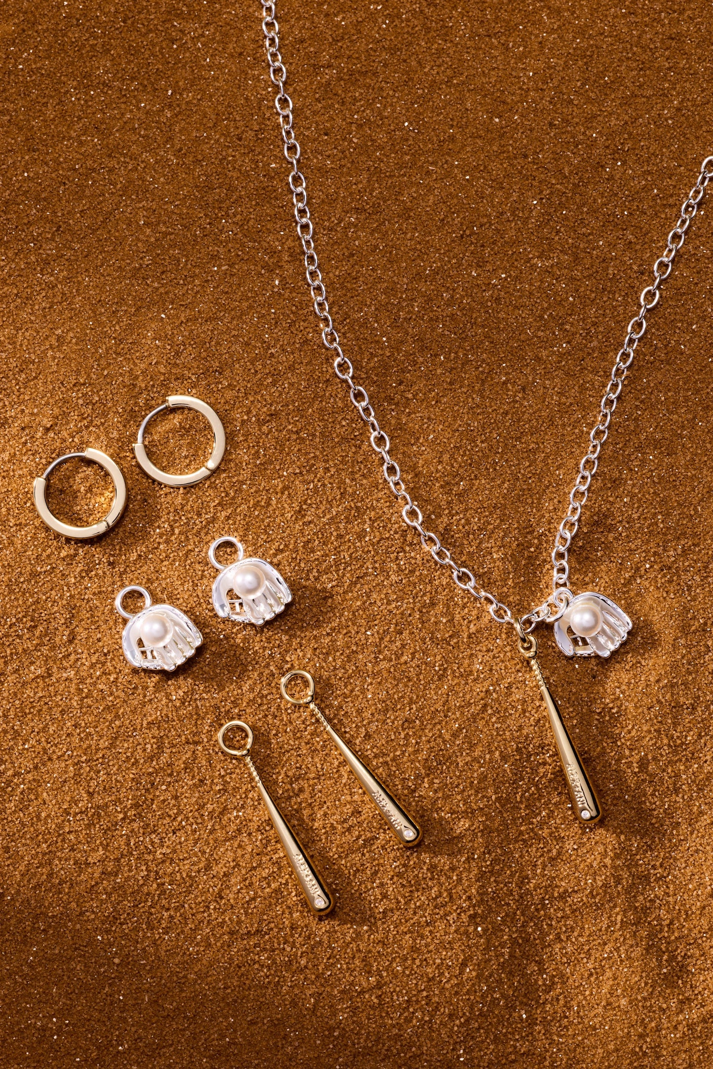 Ballgame Duo Charm Pendant Necklace