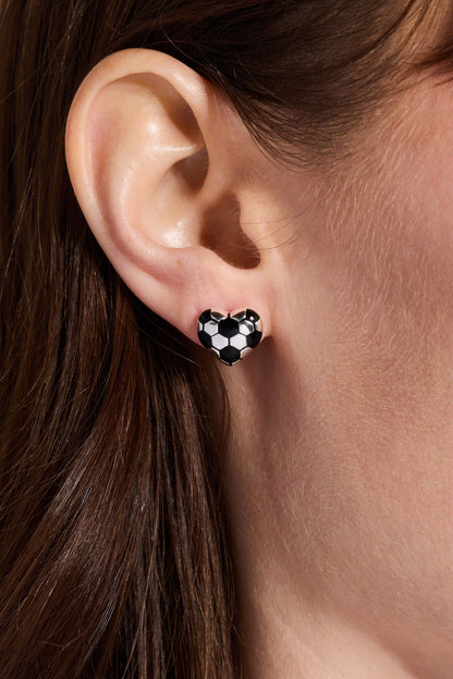 Soccer Heart Stud Earrings