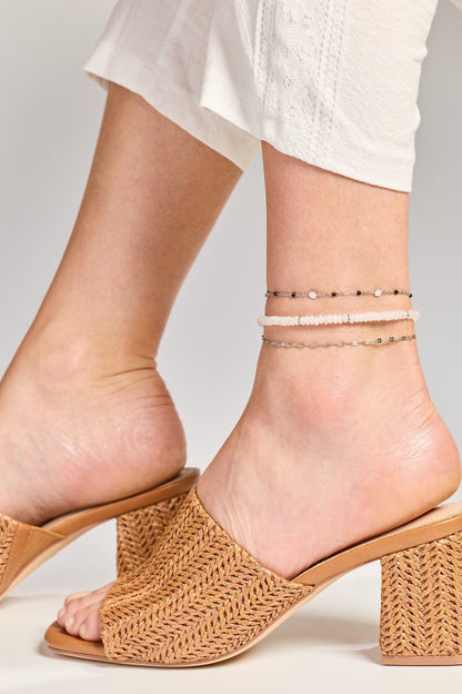 Black Enameled Chain Coin Station Anklet