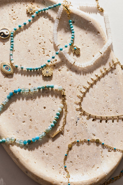 Turquoise Enameled Chain Coin Station Anklet
