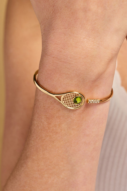 Tennis Racket 'You Are Serving' Hinge Cuff Bracelet