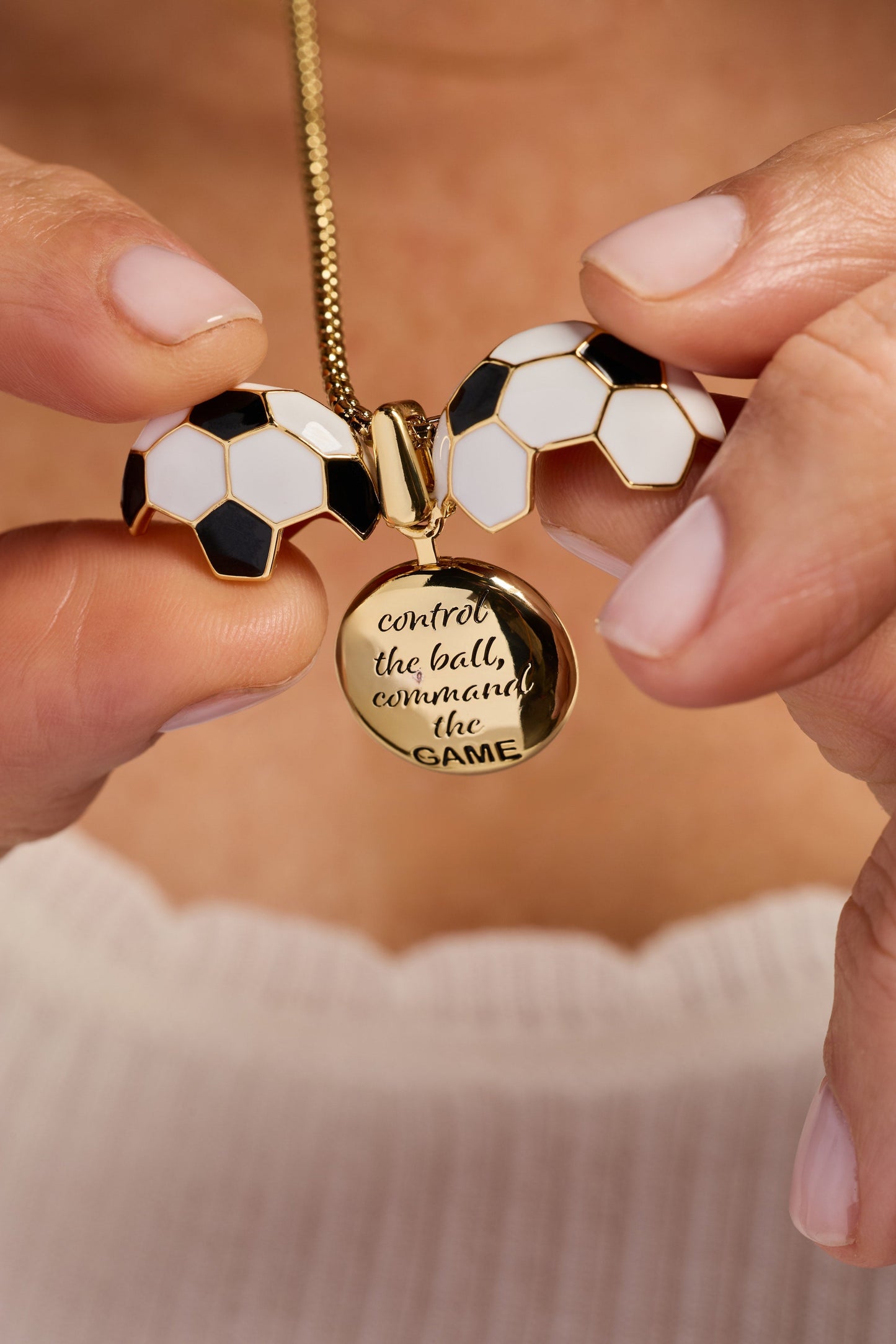 Soccer Ball "Control The Ball, Command The Game" Locket Necklace