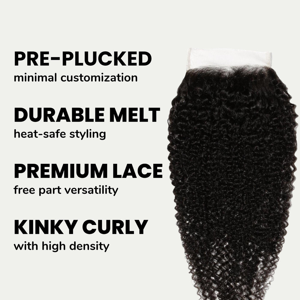 Afro Kinky Curly 4x4 Transparent Lace Human Hair Closure