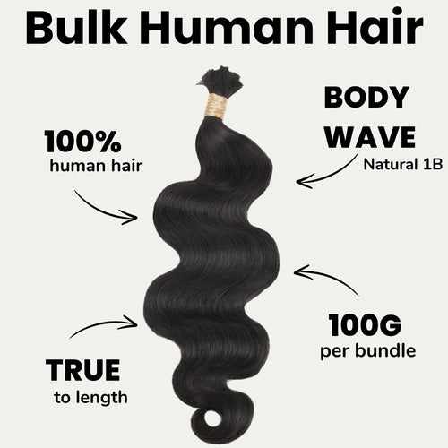 Body Wave  Bulk 100% Human Braiding Hair