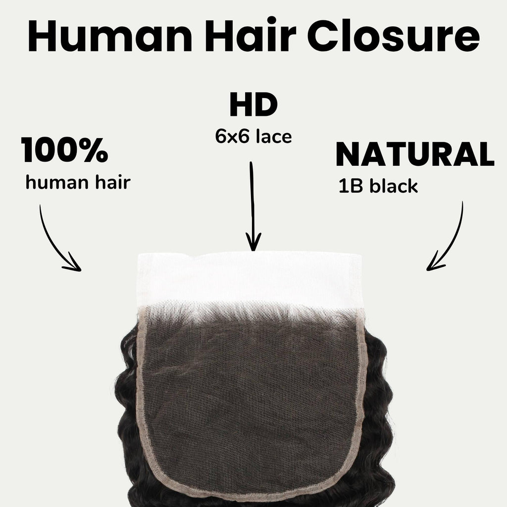 Deep Wave 6x6 HD Lace Human Hair Closure
