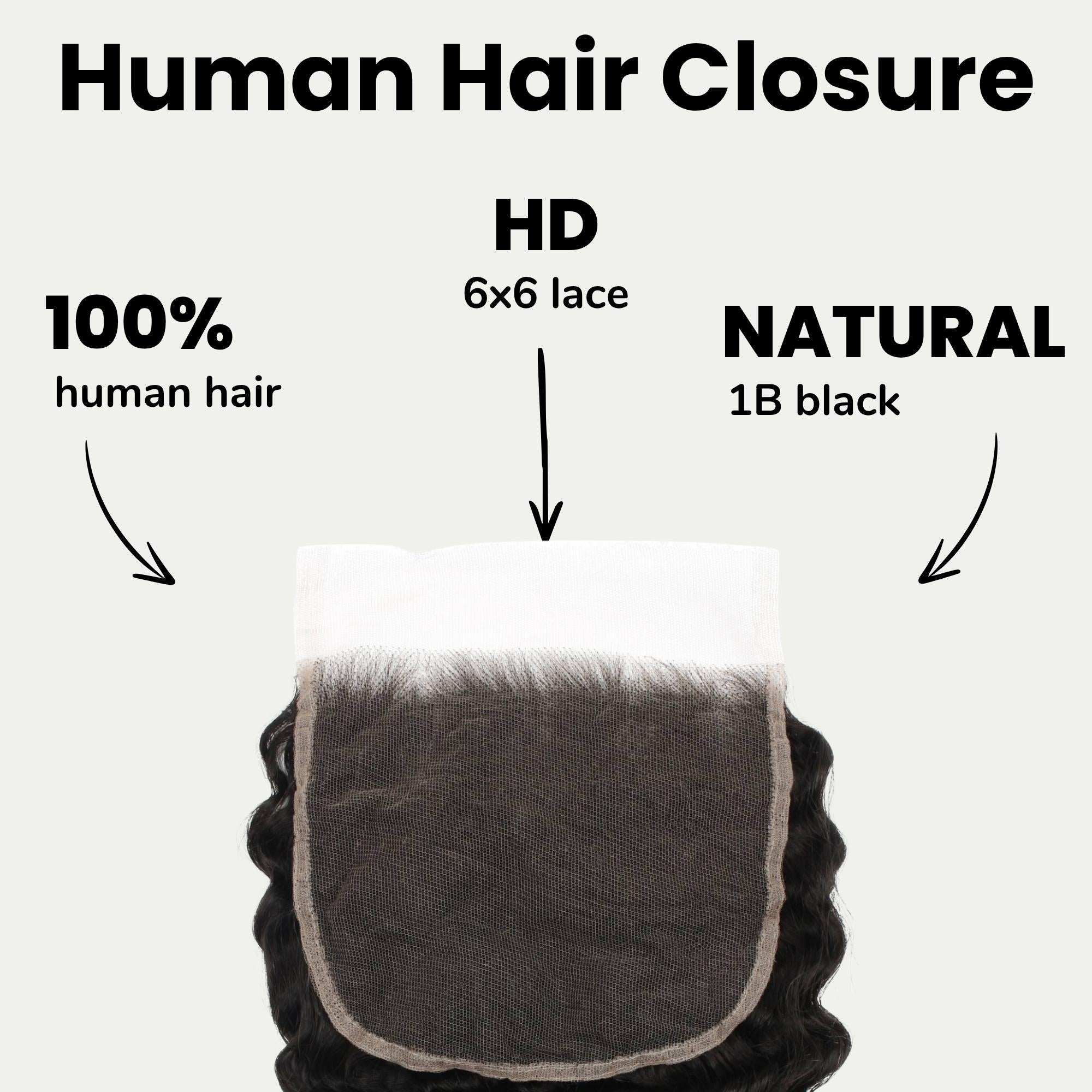 Deep Wave 6x6 HD Lace Human Hair Closure