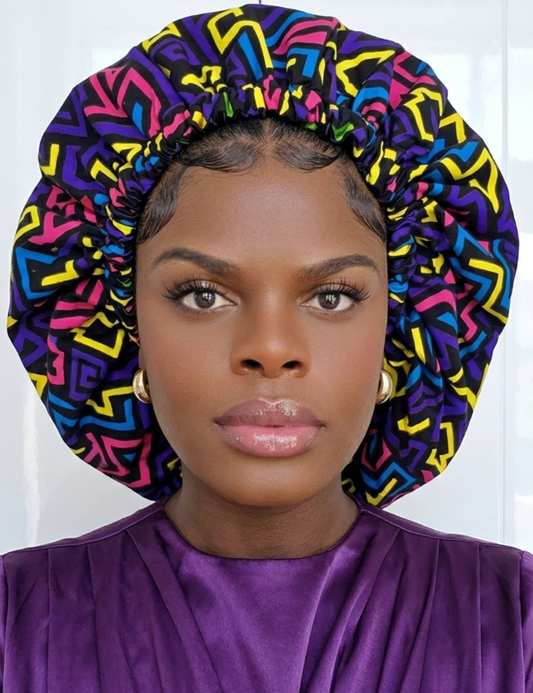 Duma Mbili 2XL Kente Silk Lined African Print Bonnet