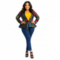 Duma Mbili African Print  Long Sleeved Peplum Blouse