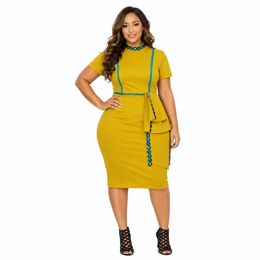 Duma Mbili Pattern Sequins Pencil Dress