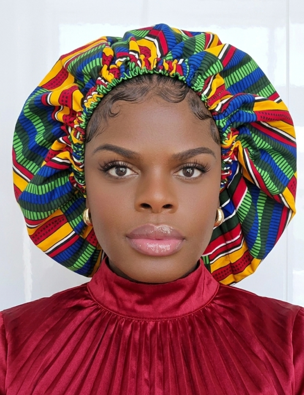 Duma Mbili XL Silk Lined African Print Bonnet