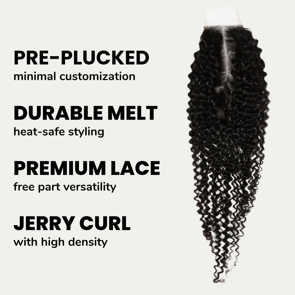 Jerry Curl 2x6 Transparent Lace Human Hair Closure