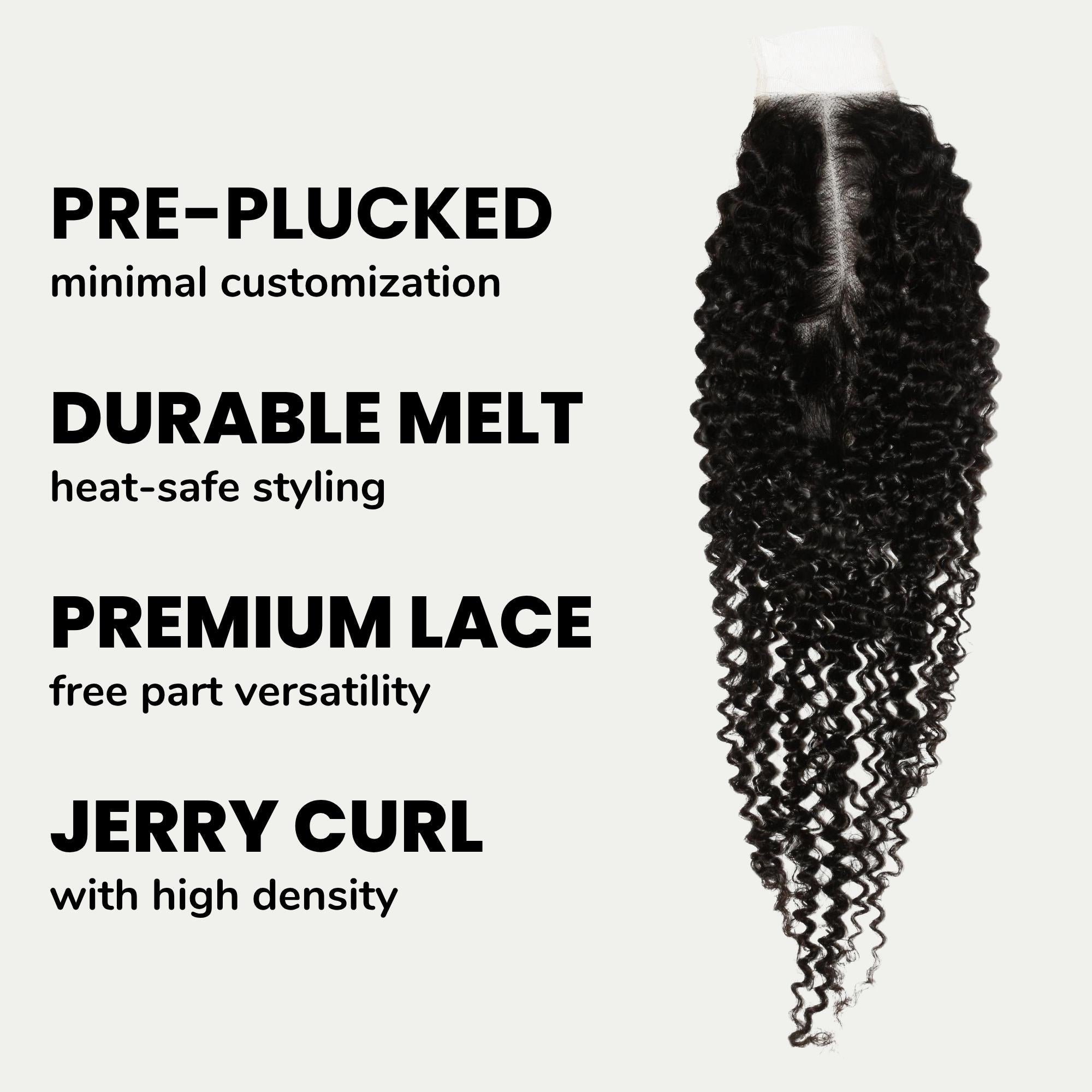 Jerry Curl 2x6 Transparent Lace Human Hair Closure
