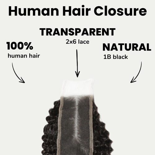 Jerry Curl 2x6 Transparent Lace Human Hair Closure