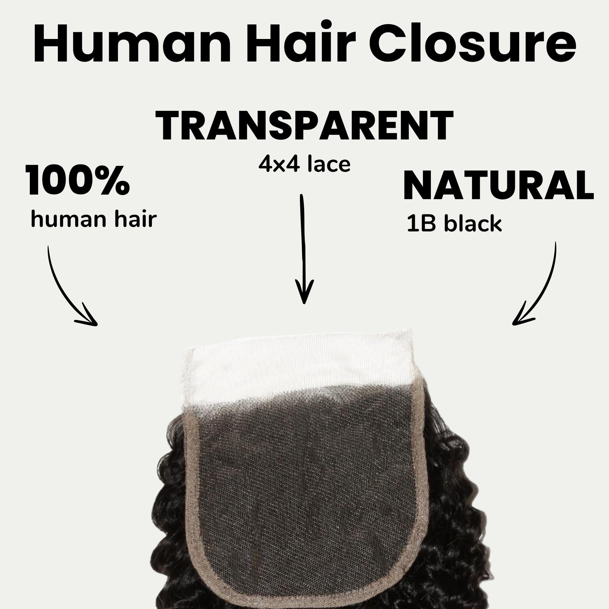 Jerry Curl 4x4 Transparent Lace Human Hair Closure