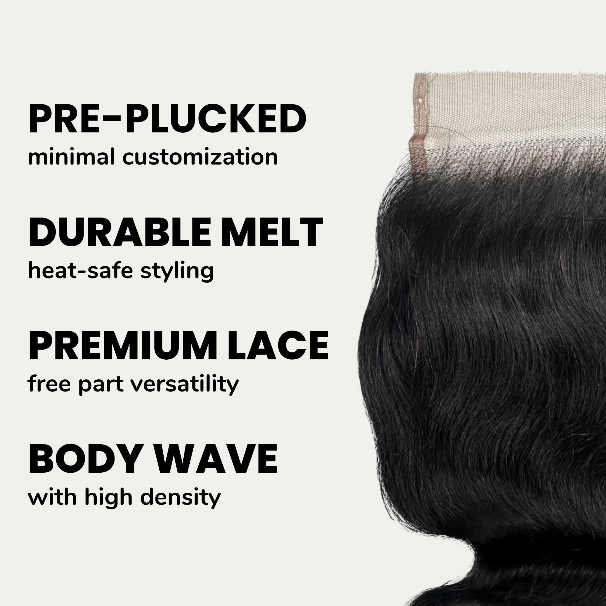 Jet Black Body Wave 4x4 HD Lace Human Hair Closure