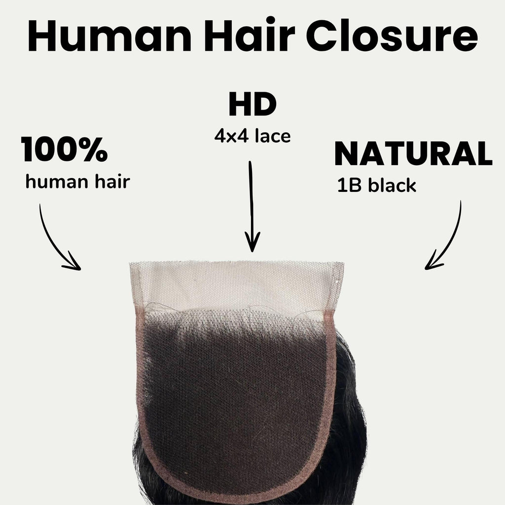Jet Black Body Wave 4x4 HD Lace Human Hair Closure