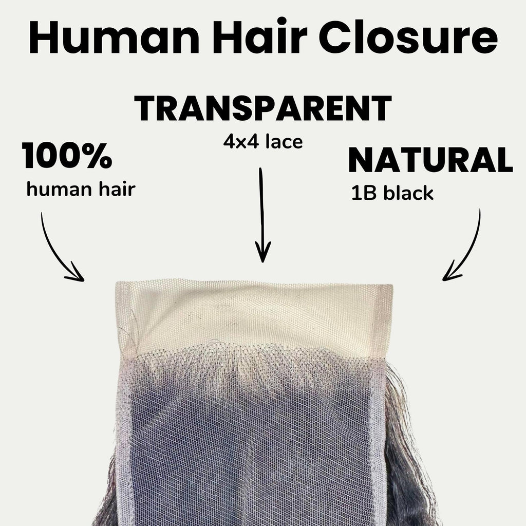 Kinky Straight 4x4 Transparent Lace Human Hair Closure