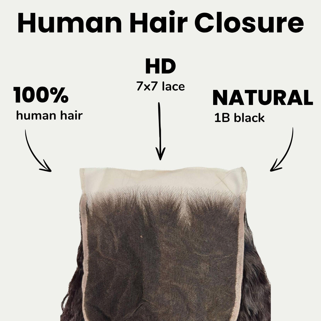 Kinky Straight 7x7 HD Lace Human Hair Closure
