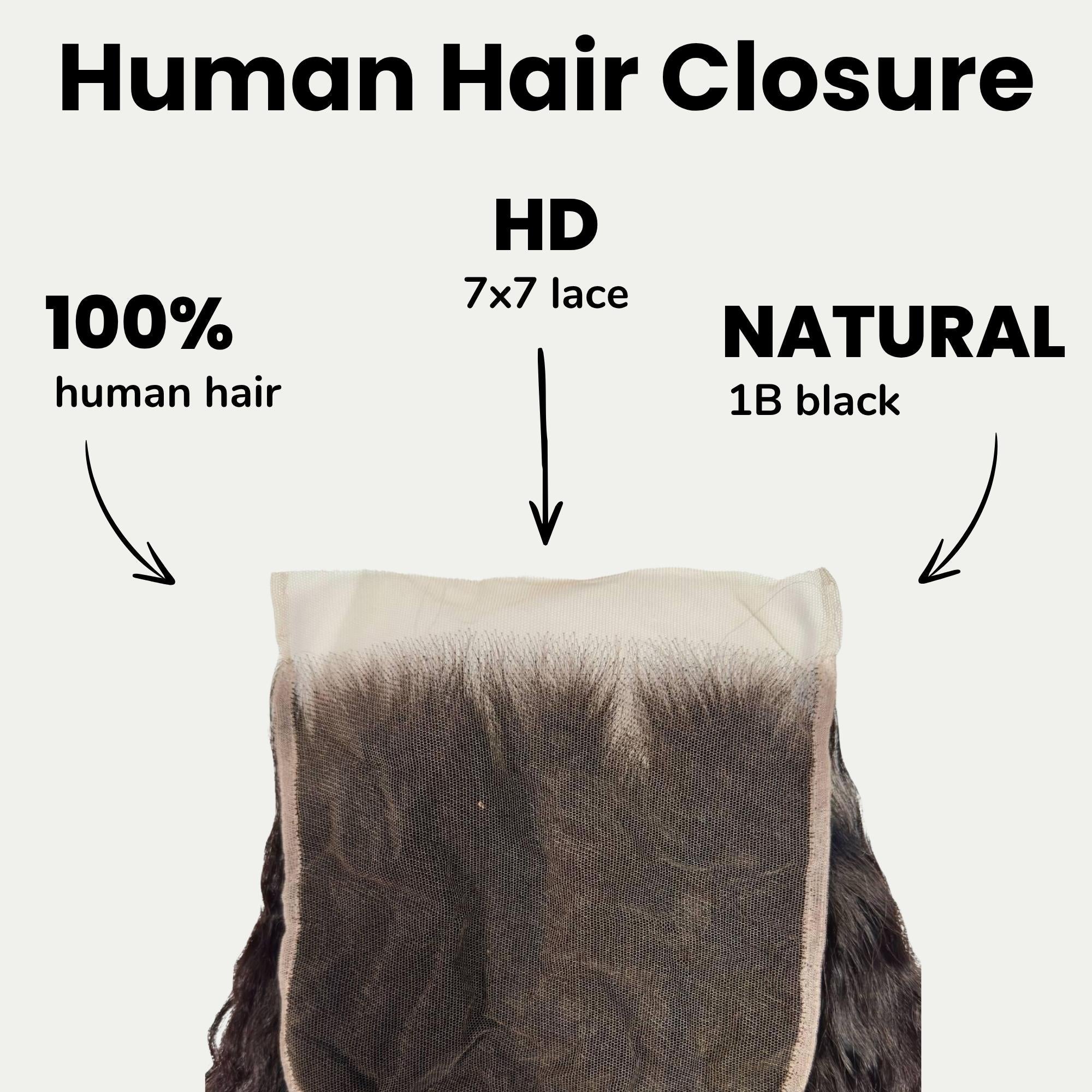 Kinky Straight 7x7 HD Lace Human Hair Closure