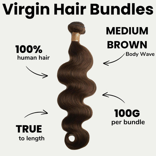 Medium Brown Body Wave 100% Human Hair Bundles