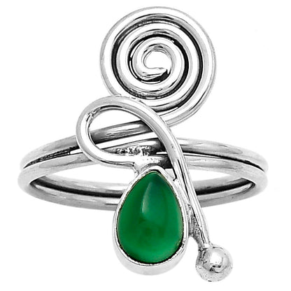 Spiral - Natural Green Onyx Ring size-8 R-1556 SDR172696 by DESIRE GEM
