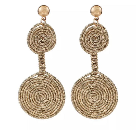 Spiral Wire Wrapping Double Circle Drop Earrings Earrings