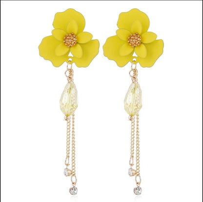 Flower Shaped Strip Drop Earrings