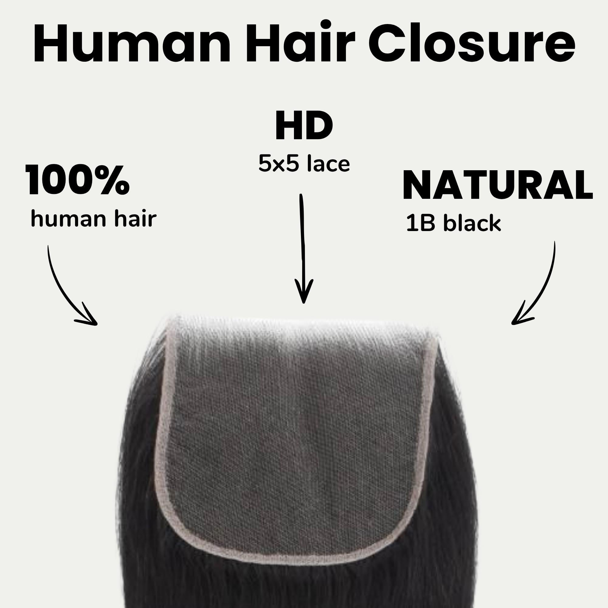 Straight 5x5 HD Lace Human Hair Closure