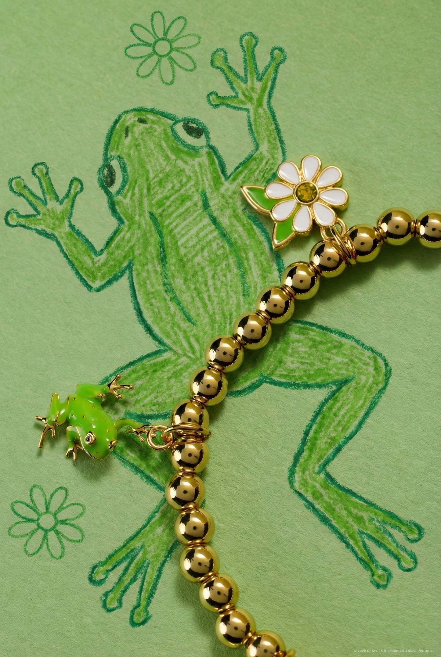 Crayola Fan Favorites Forest Green Charm Stretch Bracelet