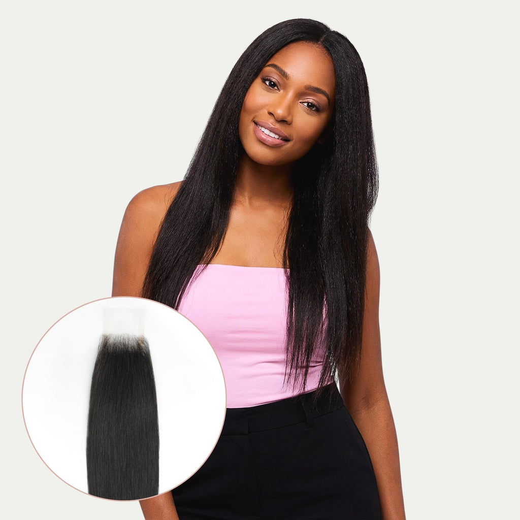 Yaki Straight 2x6 Transparent Lace Human Hair Closure